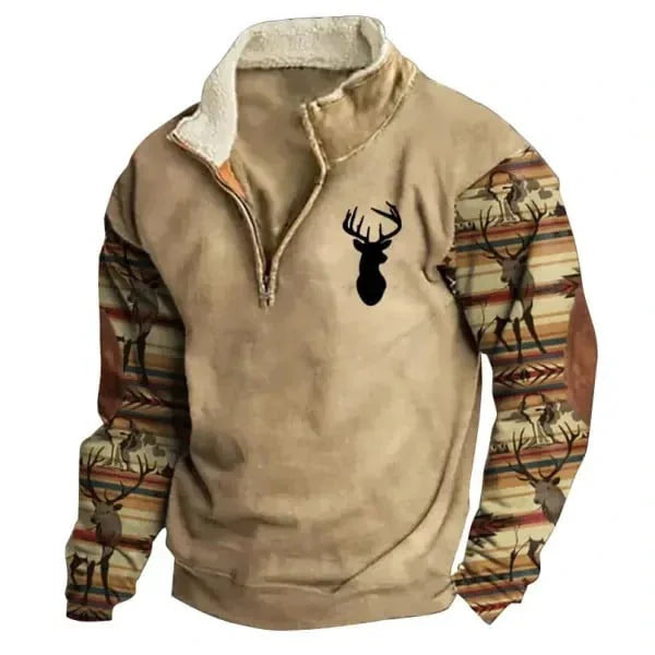 Men's Printed Half-Zip Fleece Sweater