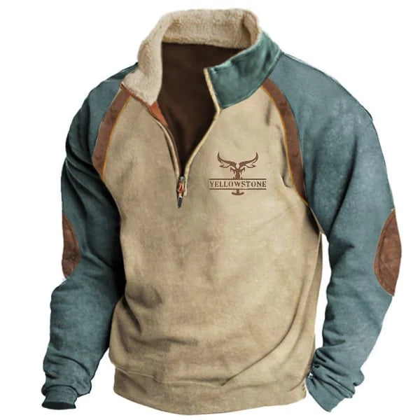 Men's Printed Half-Zip Fleece Sweater