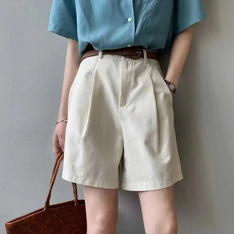 Pure Cotton Shorts High Waist