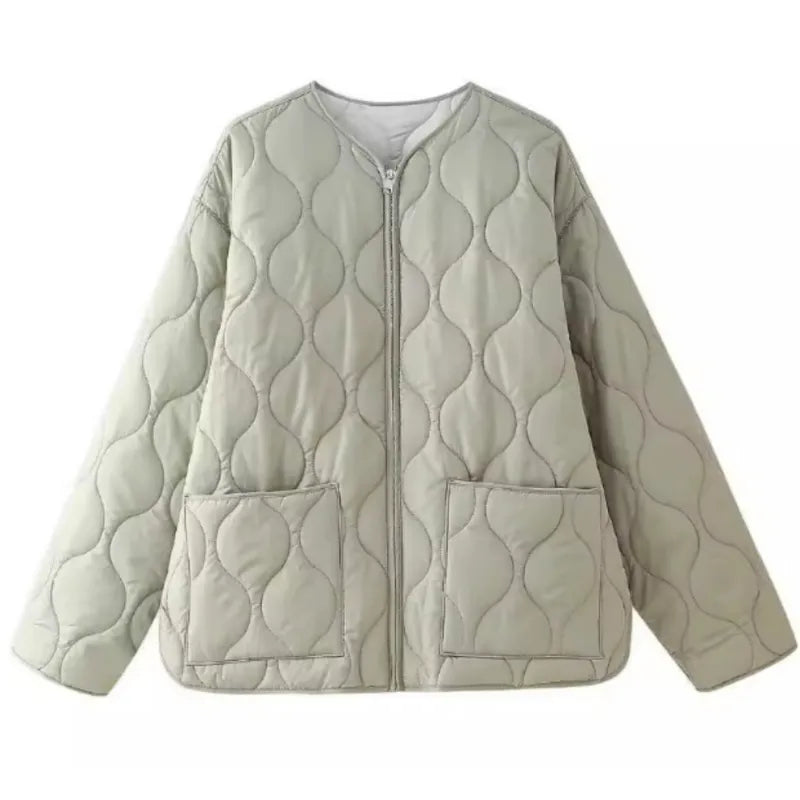 Round Neck Quilted Coat