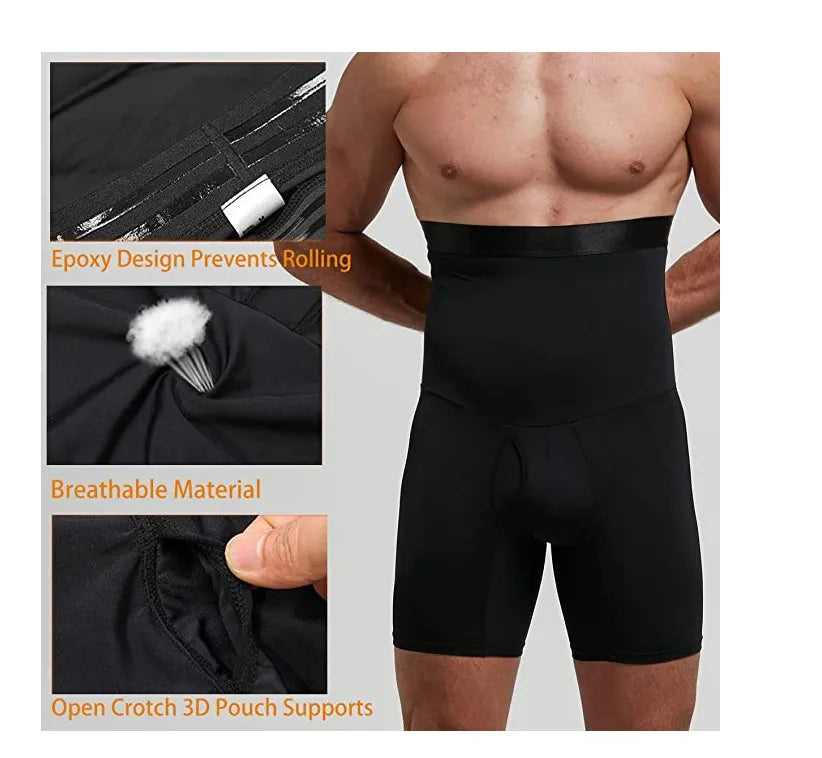 Men's Silicone Non-Slip High Waist Shapewear Pants