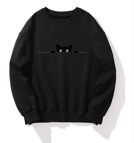 Cat Print Round Neck Sweater