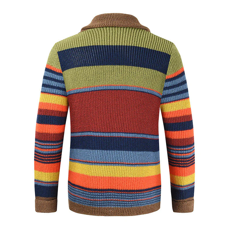 Color-Block Lapel Sweater Coat