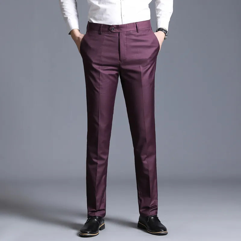 Slim Fit Casual Straight-Leg Suit Trousers