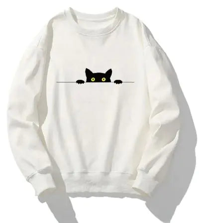 Cat Print Round Neck Sweater