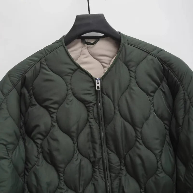 Round Neck Quilted Coat