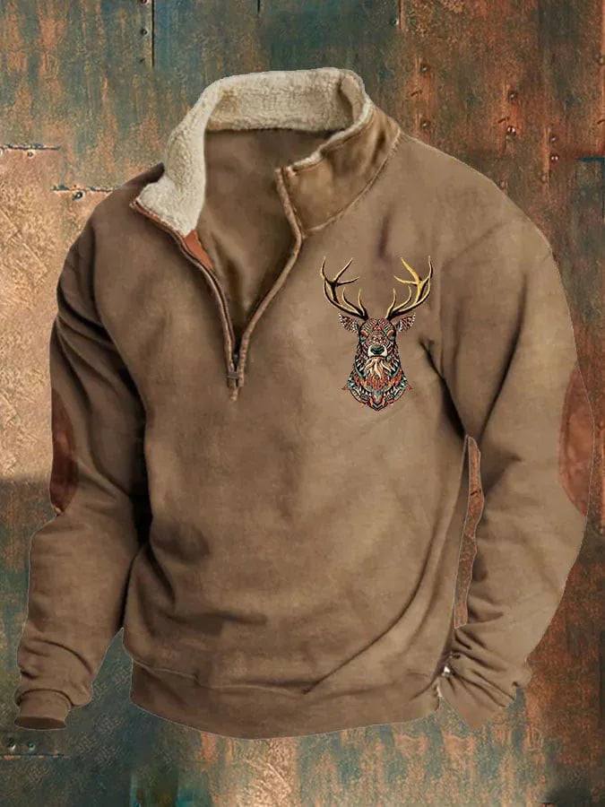 Men's Printed Half-Zip Fleece Sweater