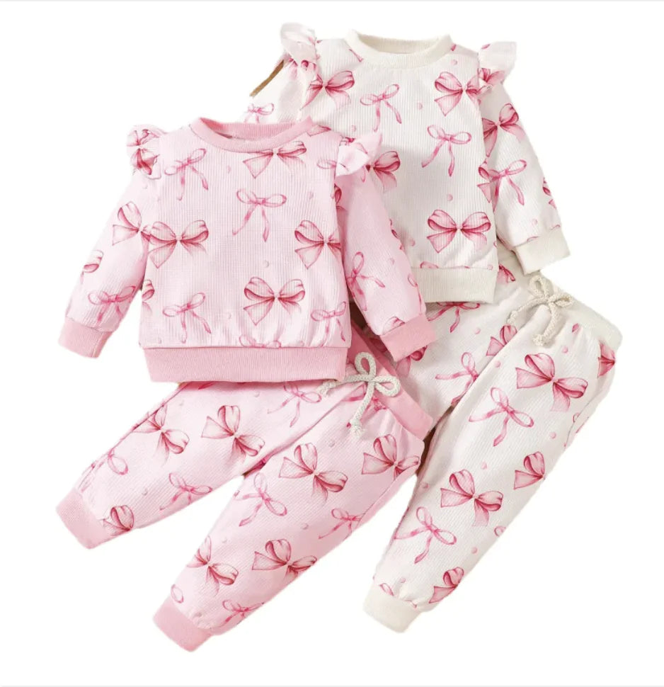 Cute Butterfly Print Baby Sweater and Pants Set