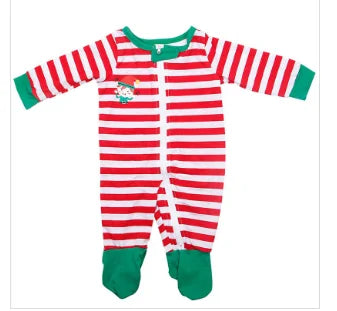 Christmas Pajamas Sets Striped Cartoon Print