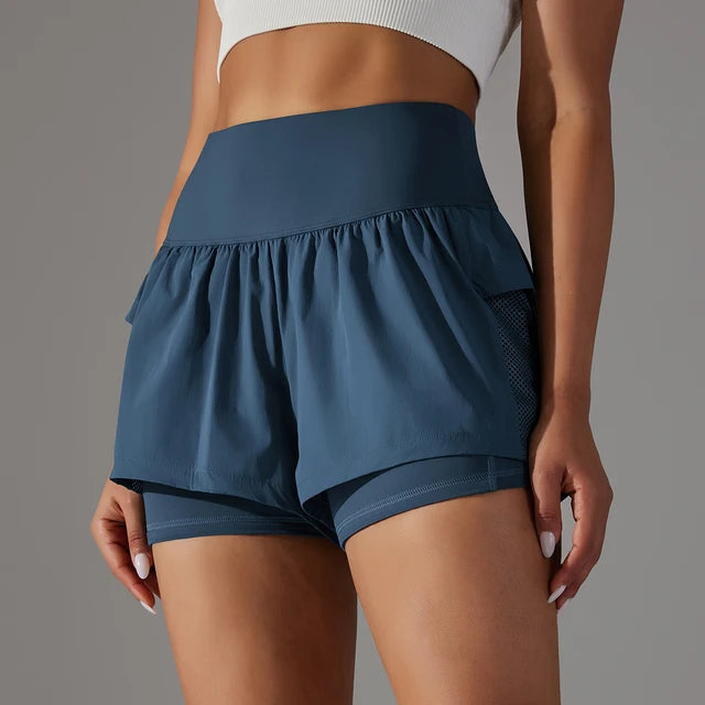 Women's Elastic Sports Shorts With Pockets