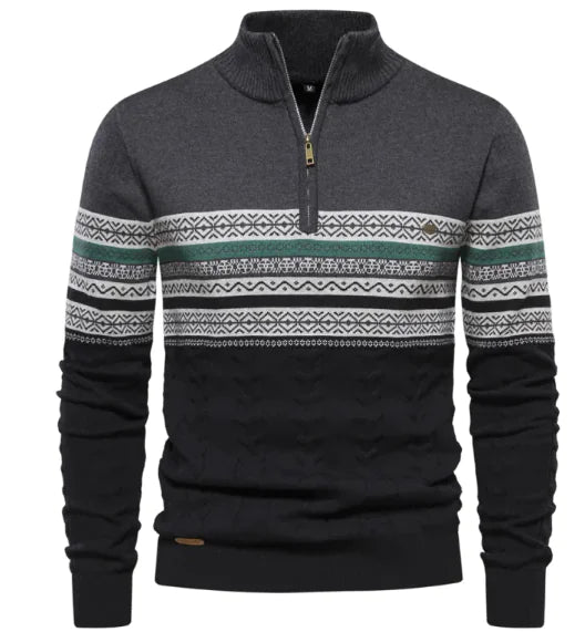 Men's Stand-up Collar Half-Zip Sweater