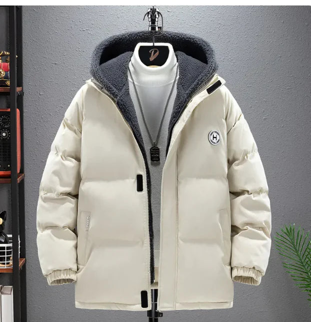 Berber Fleece Coat Cotton-padded Coat Men's Fake Two Pieces Hooded Cotton Jacket Thick Warm