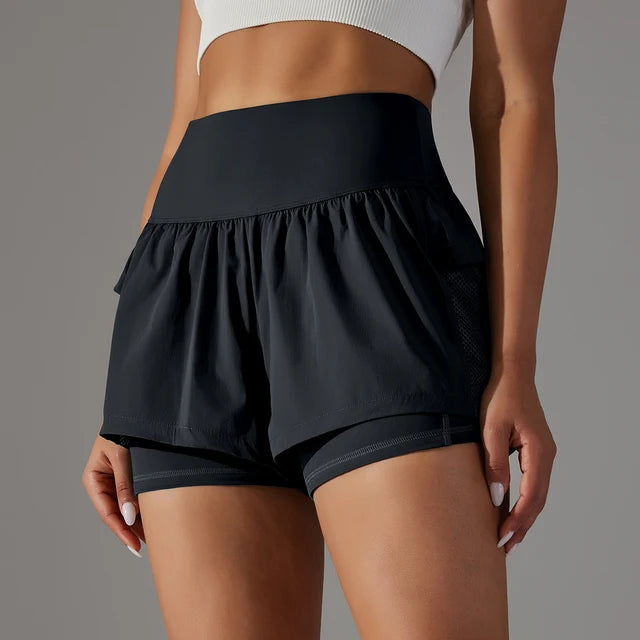 Women's Elastic Sports Shorts With Pockets