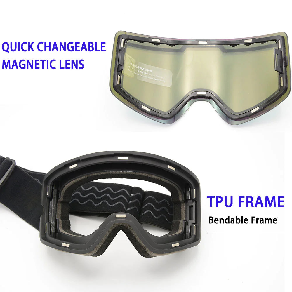 Anti-Fog Ski Goggles with Magnetic Lens